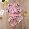 6M5Y Toddler Infant Kids Boy Girl Autumn Spring Velvet Long Sleeve Tops Sweatshirt Pants Tracksuit Baby Clothes Outfit 2Pcs Set Y3546606