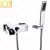 Rolya Cubix Latão Estilo Sólido Estilo Wall Mounted Cachoeira Torneira Da Banheira Misturador Do Chuveiro com chuveiro de mão Chrome