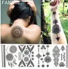 Pizzo Nero Henné Autoadesivo Del Tatuaggio Temporaneo Gufo Mandala Impermeabile Tatuaggio Finto Body Art Donne 20x15 CM Mehndi Braccialetto Tatoo Pasta