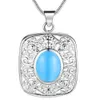 Hot Sale 925 Silver Plated Square Pendant Halsband med Zircon Kvinnor Fashion Party Smycken Bröllopsgåvor Mix Färg Gratis frakt