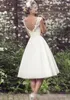 Элегантные свадебные платья до чая 2023 винтажные ретро V-шейные рукава аппликации кружев