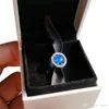 925 Corazón de plata esterlina Azul Cristalino CZ Encantos Granos europeos con caja original Ajuste Pandora Cadena Serpiente Pulsera Encantos Joyería DIY