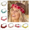 Estilo Bohemian Rose Flor Coroa Headbands para As Mulheres De Noiva Casamento Colorido Grinalda Floral Headband Ornamento Do Cabelo