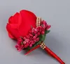 2019 Accessoires de marié 6 couleurs homme Fleur de soie Demoiselle d'honneur Rose Soie Corsage Gentleman Rose Boutonnière Bouquets de mariage chea4120026