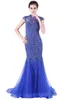 sjöjungfrun stilklänningar ny modekristall/pärlor aftonklänningar blå svans - tung manuell nagelpärla långa dansfestklänningar HY081