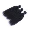 Braziliaanse Kinky Curl Hair Bundels met Sluiting Gratis Midden 3 Deel Double Inslag Menselijk Hair Extensions Dyable Menselijk Haar Weave DHL Shipping