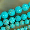 8mm One Strand Blu Turchesi naturali Perline di gioielli in pietra sciolta Scegli la taglia 4 6 8 10 12 14mm Artigianato fai da te