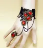 Hot style Retro black lace lady's bracelet with a ring integrated chain European and American fashion classic exquisite elegance