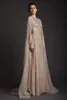 Wedding Dresses A-Line Crew Champagne See-Through Tulle Bridal Gowns Appliques Beads Watteau Dresses Krikor Jabotian Gowns HY41702343