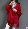 SC2 2017 de gran tamaño Doble lateral bufanda Invierno Faux Cashmere Poncho Mujer Solid Designer Femenino Mangas largas Envolver Vintage Shawl Y18102010