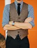 Autumn Winter Styles Brown Wool Tweed Groom Vest Formal Men's Waistcoat Excellent Men Wedding Wear Bridegroom Vest Casual Slim Vest 11