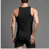 Moda Slim Fitness Bodysuit Homens Corpo Shaper Sleeveless Calçante Romper Espartilho para Homem Algodão Boxer Slimming Couving