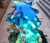 Floor mural wallpaper HD Fantasy Ocean World Dolphin vinyl flooring bathroom