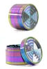 Diameter 63MM Four Layers Zinc Alloy rainbow color Ice Blue Signal Teeth Transparent Cover Colorful Hood Tobacco Crusher Herb Grin5915609