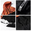 2018 Autumn Windbreaker Jacket Hip Hop Menフーディージャケットパッチワークフルジッププルオーバートラックスーツジャケットファッションストリートウェアリボン19741