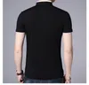 Verão nova marca de moda clothing clothing homens negros cor sólida slim fit manga curta t camisa dos homens gola mandarim t-shirt casuais l-3xl
