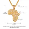 مثلج خارج أفريقيا خريطة قلادة الذهب / الفضة مكعب زركونيا أفريقيا القارة قلادة قلادة المجوهرات الأفريقية الهيب هوب نمط P3590