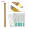 6 uds/set semipermanente dorado 4 anillos maquillaje de cejas Microblading plumas de tatuaje Manual 5 uds pluma de tatuaje Kits de Micro Blading