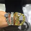 Moda Cross Ring Yellow White Gold Wypełnione Zaręczyny Zespół Ślubny Pierścienie Dla Kobiet Mężczyzn Diament Crystal Bijoux Size5-10