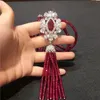 Hot Sell Natural Purple Jade Micro Inlay Zircon Clasp Tassel Necklace Long Sweater Chain Fashion Jewelry