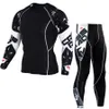 2019 NUEVO Conjunto de compresión para hombre Mallas para correr Entrenamiento Fitness Entrenamiento Chándal Camisas de manga larga Traje deportivo kit de protección contra erupciones 4XL