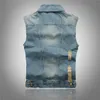 Motorcykeljackor Ärmlös Biker Vest Denim Waistcoats Spring Summer Mens Kläder Stor storlek M-XXXXXL 2018 Hög kvalitet