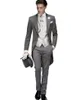 朝スタイルダークグレーテールコートグルーミングタキシードeiegant男性の結婚式高品質メンズ正式なプロムパーティースーツ（ジャケット+パンツ+ネクタイ+ベスト）966