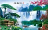 Papel tapiz 3d personalizado po Canción de bienvenida cascada feng shui decoración del paisaje pintura TV sofá backg3d pared muals papel de pared for5341668