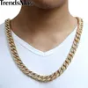 14mm 60 cm hiphop bling jóias colar para homens gelados para fora miami freio Cubano link corrente de ouro prata cor cz rhinestones gn432