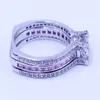 Luxe femmes bijoux de mariage rose pierre de naissance zircon cz bague 925 en argent Sterling bague de fiançailles pour femmes hommes Sz 5-11 cadeau