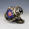 Porcelana antiga chinesa embutida Tibetano SilverMonkey tampa incenso queimador