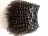 New Arrival Brazylijski Dziewiczy Dark Brown Weft Clip w Kinky Curly Human Remy Hair Extensions