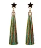 Boucles d'oreilles en fil de cheveux ultra long, Style tendance, étoile pentangle, bijoux à longues fibres, mode classique exquis