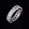 925 Silver Pave Setting Full Square Simulated Diamond CZ Eternity Band Engagement Wedding Stone Rings Storlek 5 6 7 8 9 10 11 121210O6928789