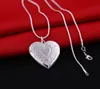 2021 Heart Locket Photo Pendant Necklace Delicate Snake Chain Silver Colors Picture Frame Charm Necklaces Lover Gift