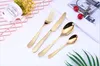 5 Färger Highgrade Gold Cutlery Flatware Set Spoon Fork Knife Teskoon Rostfria middagaruppsättningar Köksbeteckna Set 10 Val1625036