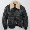 Avirex  Flight Jacket Fur Collar Genuine Leather Jacket Men Black Brown Sheepskin Coat Winter Bomber Male