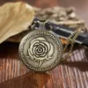 Ancient Pocket Watch Fob Chain Flower Rose Engrave Clock Mens Flip Bronze Case Watch Vintage Male Watches for Men Women Gifts1