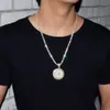 Men's Hip hop Jewelry Bling Cubic Zircon Necklace & Pendant Charm Round Cluster MedallionThree Color For Gift Freeshipping