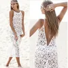 Sommer Mode Kleid Boho Strand Kleid Sexy Halter Kleider Für Frauen Weiße Spitze Kleider Plus Größe Sommer Vestidos Frauen Hohl ou3902446