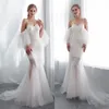 Sexy Elfenbein Meerjungfrau Brautkleider Spaghettiträger Abnehmbare Kurzarm Spitze Brautkleid 2018 Auf Lager Mode Hochzeitskleid Günstig