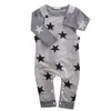 Bébé Garçon Fille T-shirt Tout-petit rayé étoile Jumpsuit Outfit 2-pièces marine à manches longues gris Deux couleurs bébé Salopette mignon Costume Kid Vêtements