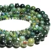 8mm groothandel mos gras agat natuursteen ronde losse groene kralen voor sieraden maken 4/6/8/10/12 mm DIY armband Strand 15.5 ''