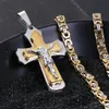 Collier chaîne à maillons en acier inoxydable, pendentif Crucifix pour hommes, pièce de jésus, croix, bijoux pour hommes, 22-28 de Long, FC083237K