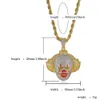 Collier avec pendentif Clown d'halloween en or 18 carats glacé, collier à breloques en Zircon Micro pavé, cadeau pour hommes et femmes