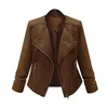 Cappotto da donna di grandi dimensioni 2017 Giacche in ecopelle Lady Brown Matte Motorcycle Biker Cerniere Cappotti Capispalla sexy Giacca autunnale