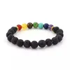 Newest 7 Chakra Black Lava Volcanic Stone Bracelet Natural Stone Yoga Bracelets Healing Reiki Prayer Balance Buddha Beads Bracelet