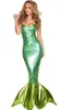 Prinses Ariel Halloween Party Dragen Jurk Kleding Bar Fancy Sexy Uniforms Mermaid Kostuum Cosplay Party Carnaval Green Apparel