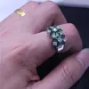 Bijuterias moda Birthstone anéis de casamento banda para as mulheres 5A Zircon Verde Cz 925 Sterling silver Partido Feminino anel de Flor estilo