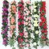 Faux Rose Vigne Garland Fleur Artificielle Plante Maison Partie Artisanat De Jardin Art Décor 2.3 m 16 Roses